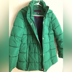 NWOT  TOMMY HILFIGER Lime Green Nylon Jacket w/ Hood  Size S